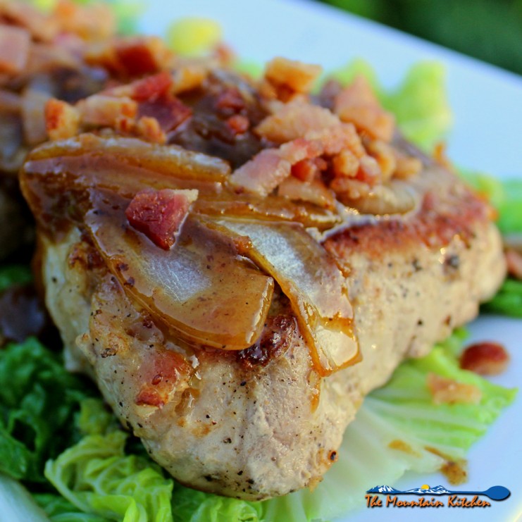 pan seared pork chops with dijon bacon vinaigrette