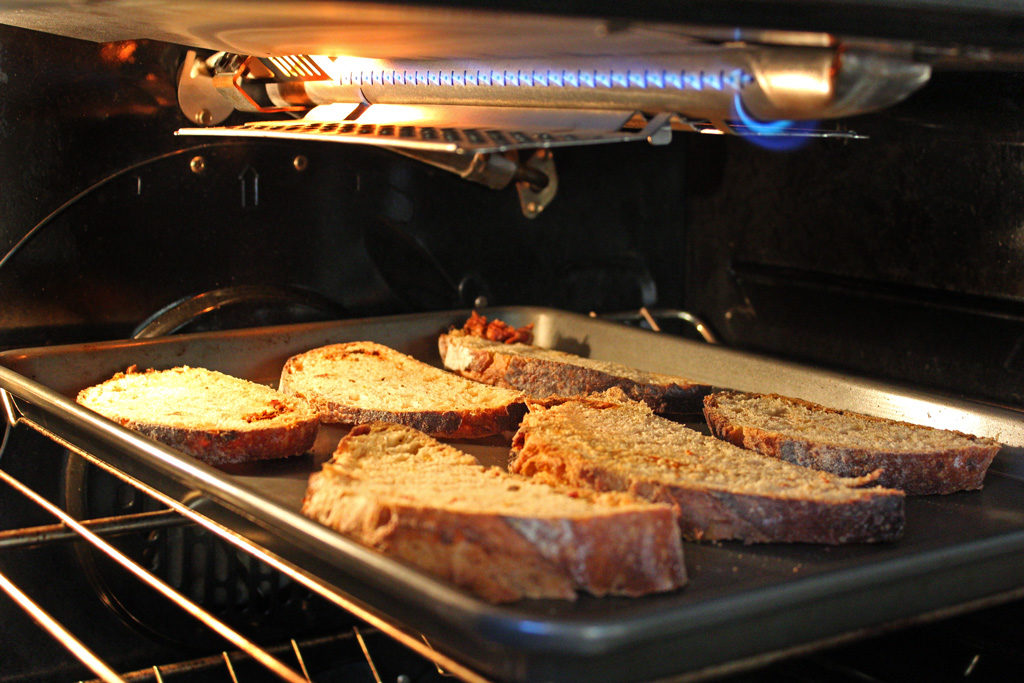 toasts under broiler