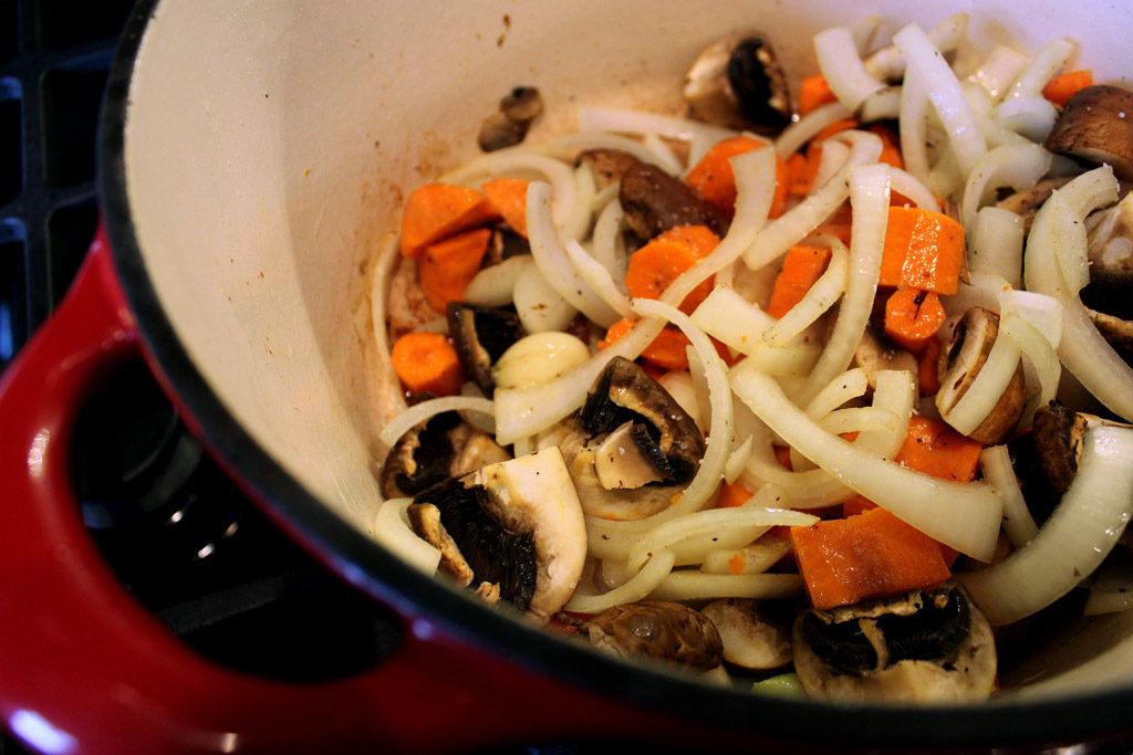 vegetables in pot cooking