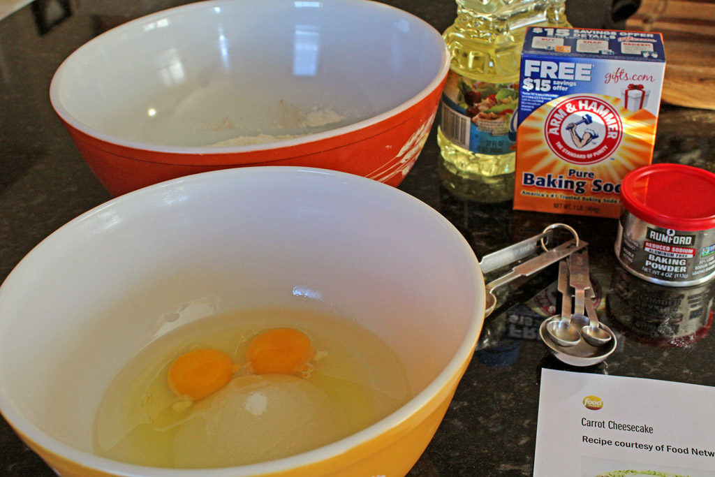 mixing bowls with ingredients
