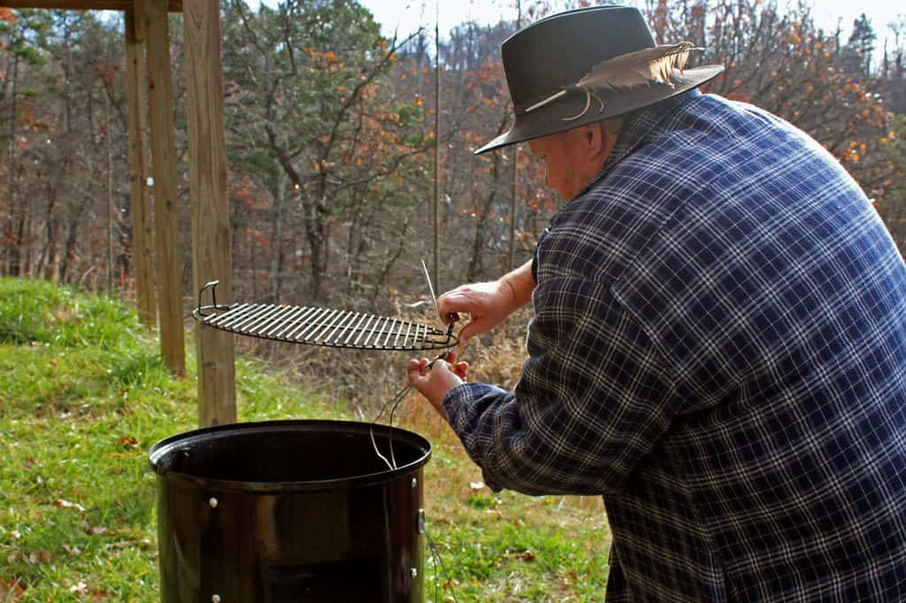 David putting smoker together