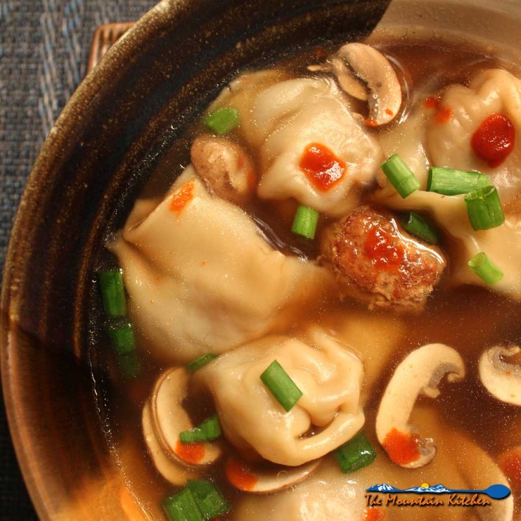 Wonton soup in a bowl
