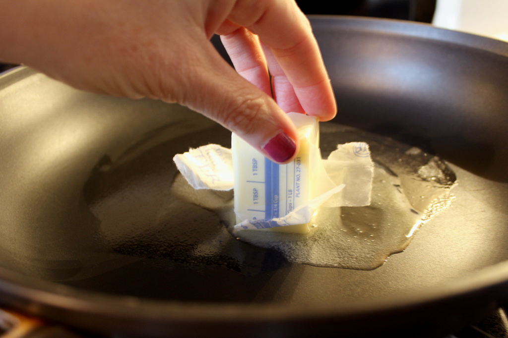 melting butter in skillet