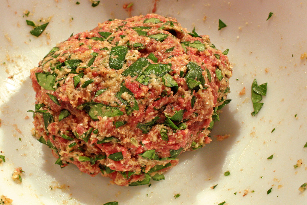 meatball mixture inside bowl