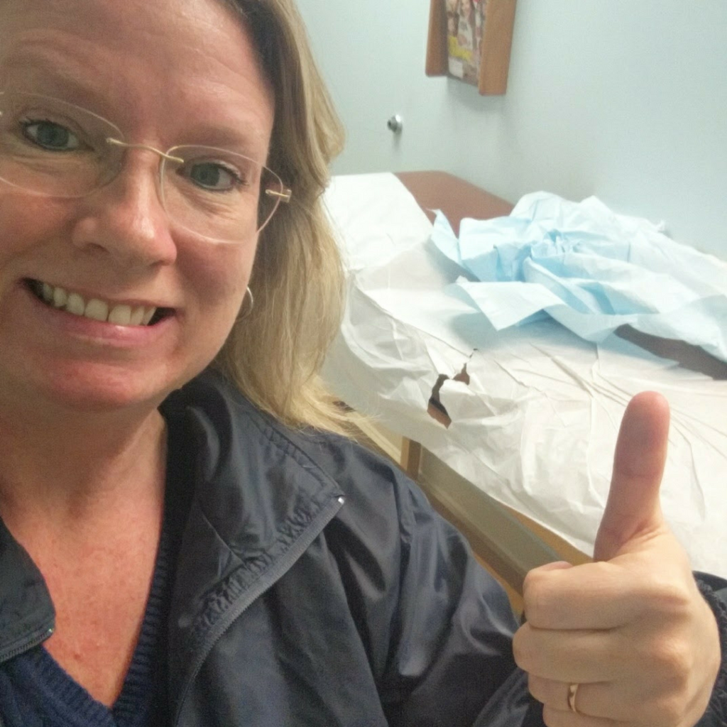 Debbie giving thumbs up