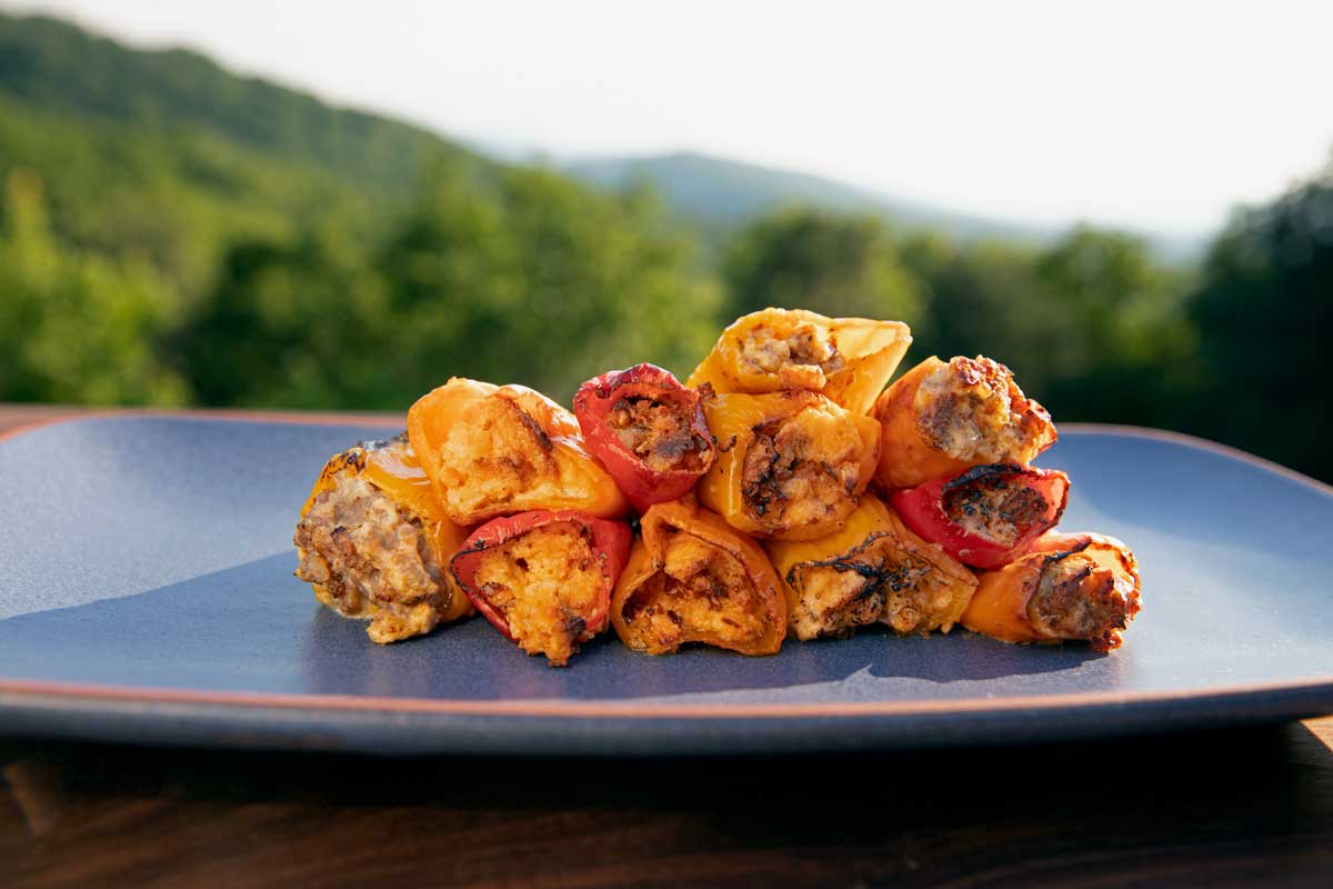 platter of stuffed mini peppers
