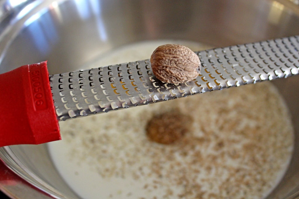 grated nutmeg on a microplane