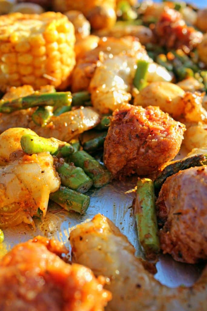 ingredients spread on sheet pan