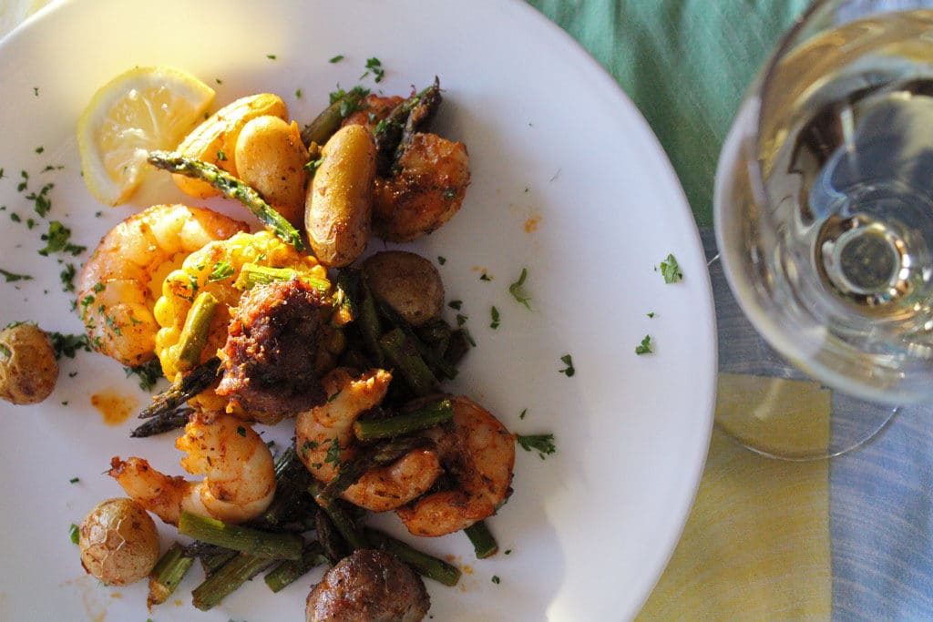 recipe served on plate with wine