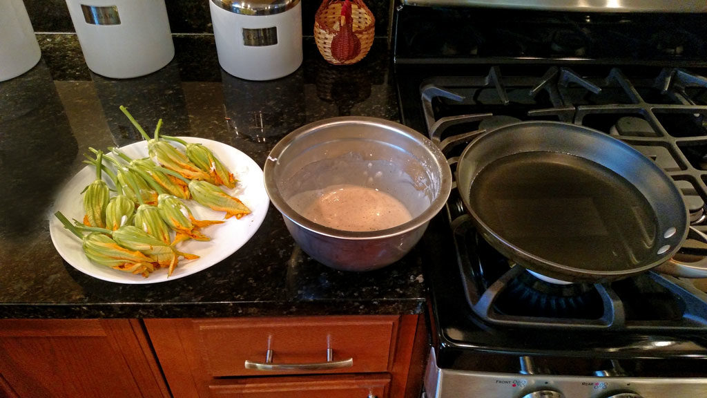 frying the blossoms