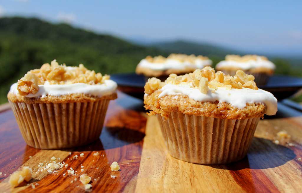 carrot cake muffins with mountain view