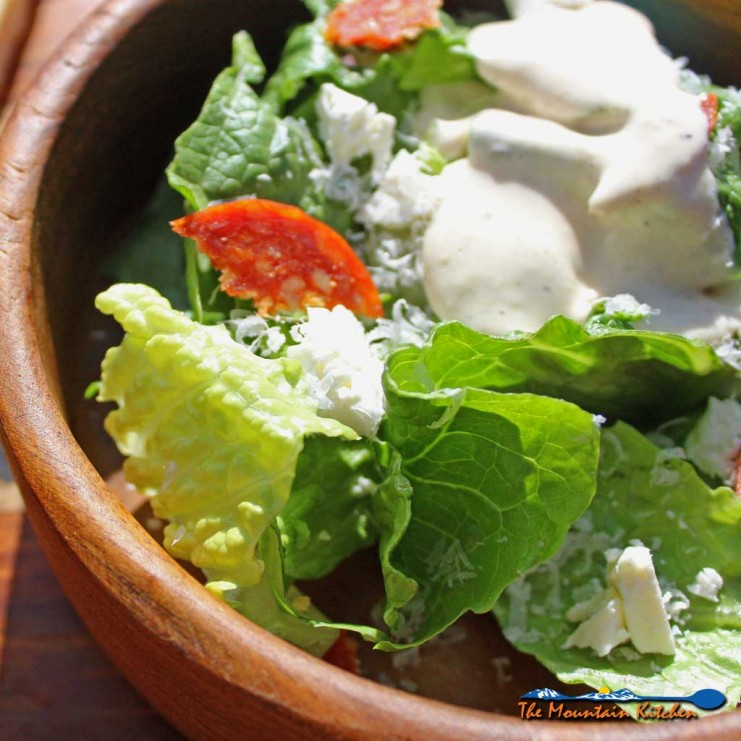 creamy Ceasar dressing on salad