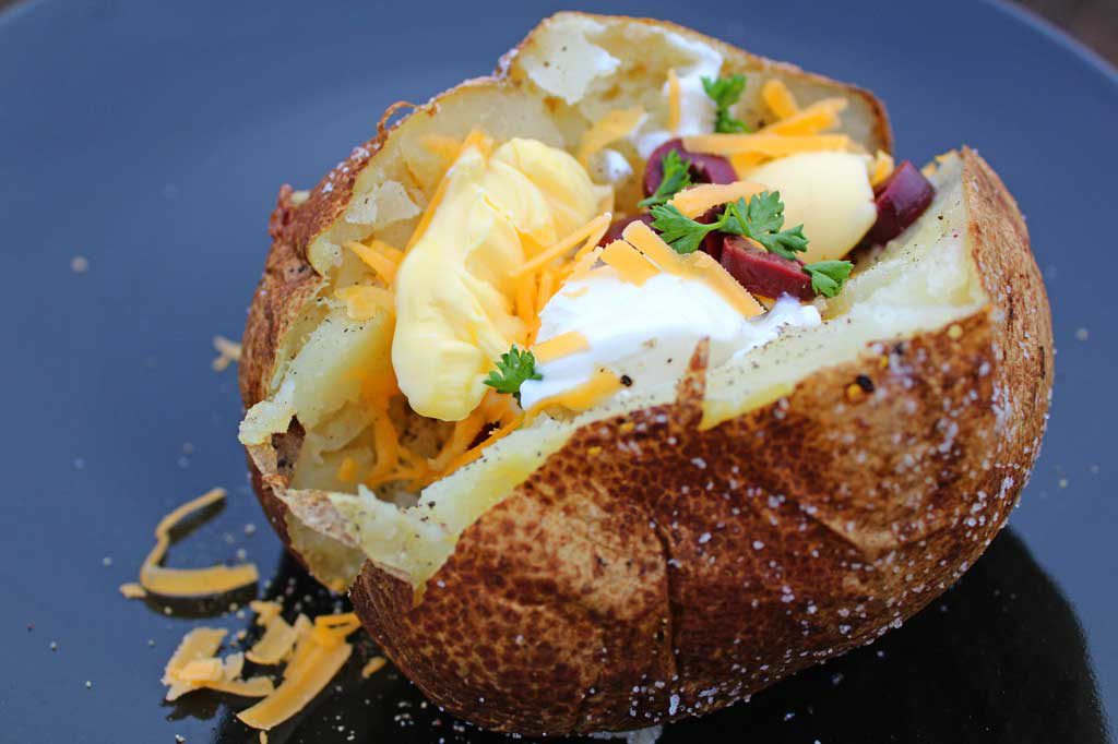 Steakhouse baked potato ready to eat