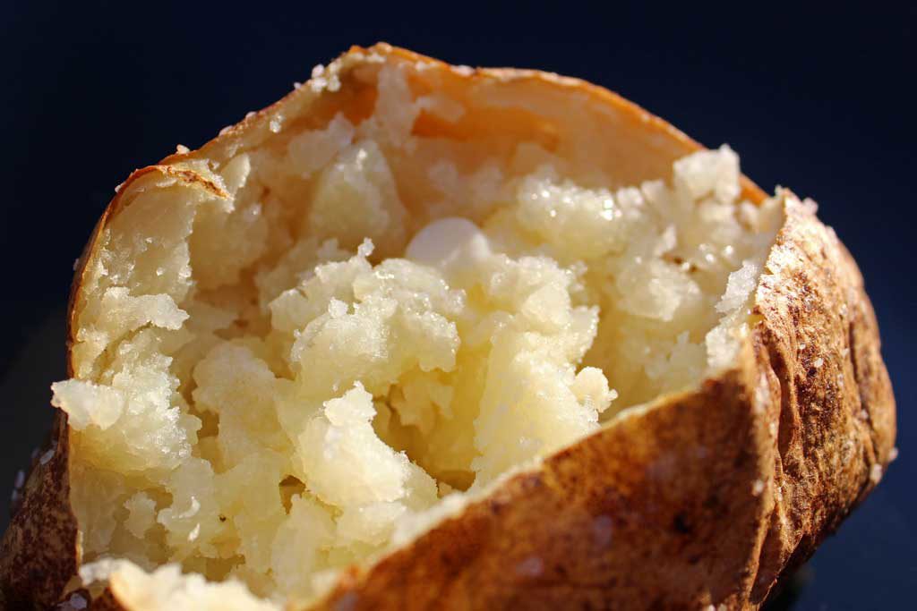 fluffy flesh of inside baked potato