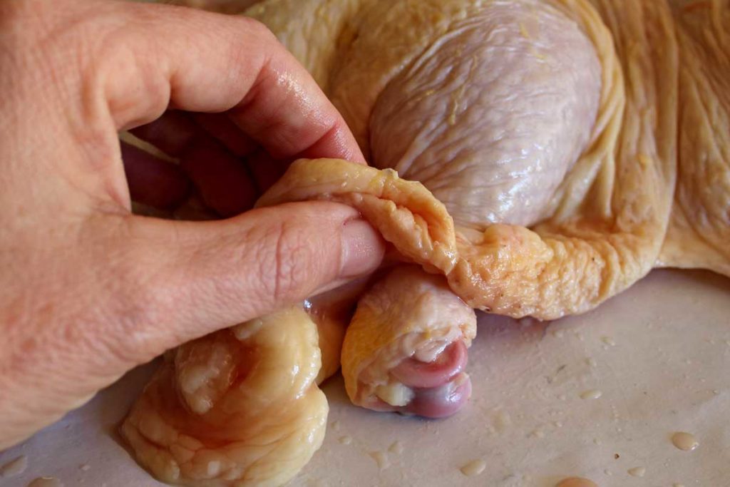 tucking the leg inside the outside skin