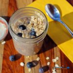 overnight oats in jar with spoon and napkin