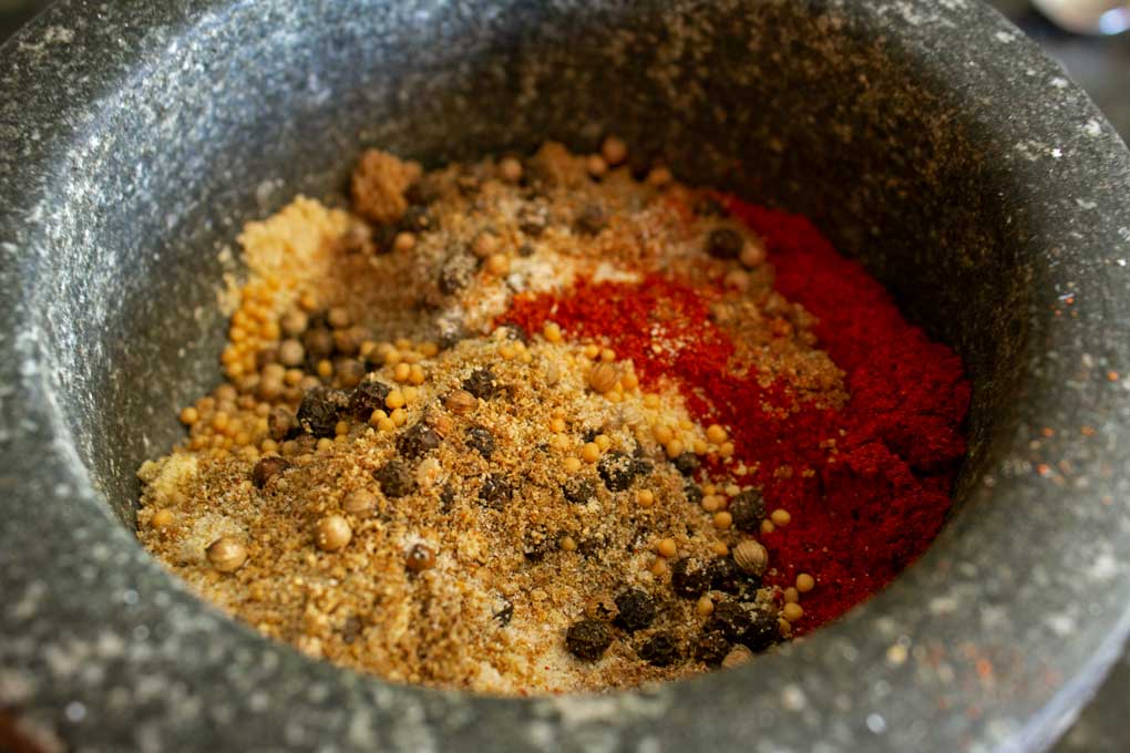 spices inside mortar and pestle