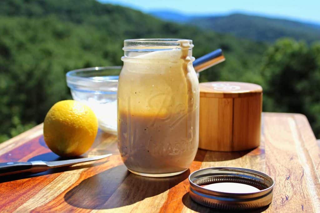 This horseradish white barbecue sauce has the sweet zesty tang of Alabama white barbecue sauce offset with a warm finish of extra horseradish and hot sauce.