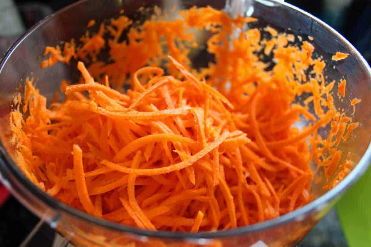 grated carrots in food processor