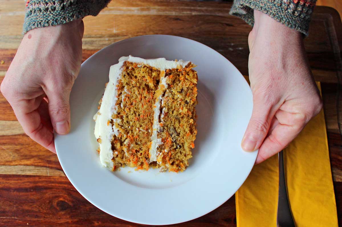 serving ultimate carrot cake