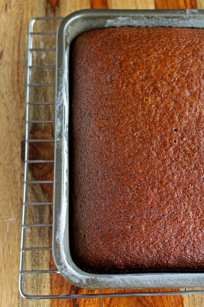 gingerbread cake cooling on rack