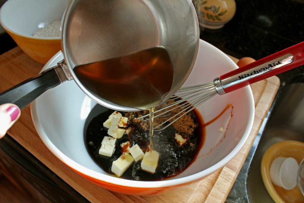 pouring boiling water into bowl