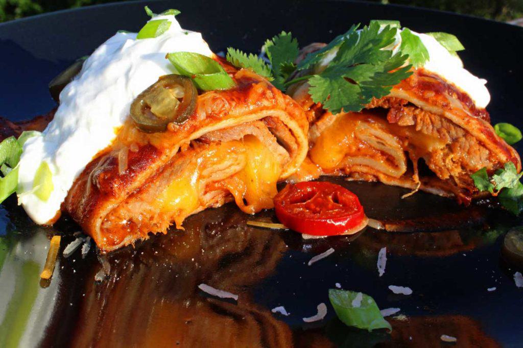 brisket enchilada sliced open
