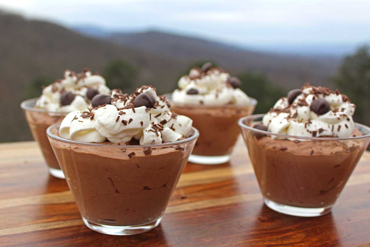 prepared chocolate mousse ready to eat