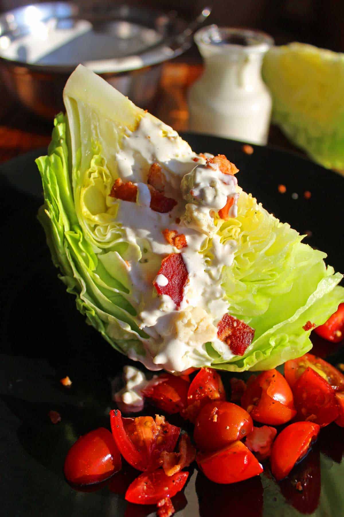 classic wedge salad ready to serve
