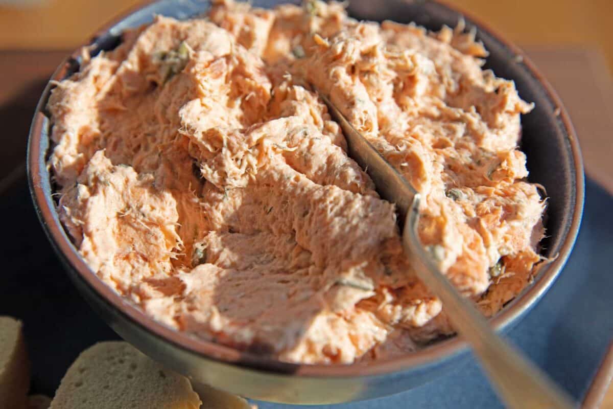 smoked salmon spread in bowl
