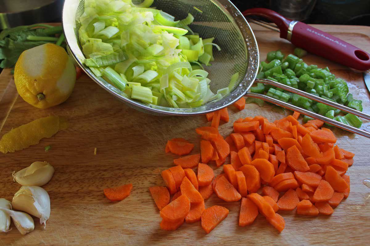 chopped vegetables on a cutting board