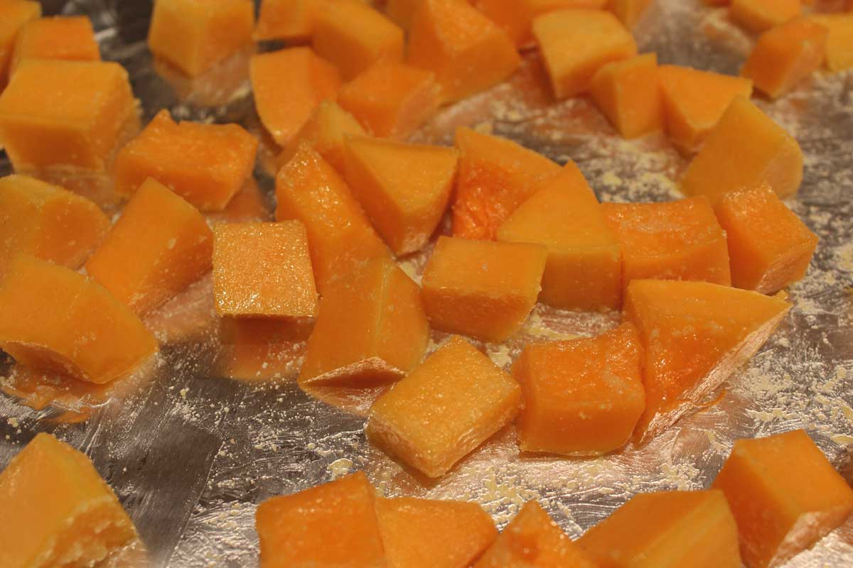 butternut squash on a sheet pan