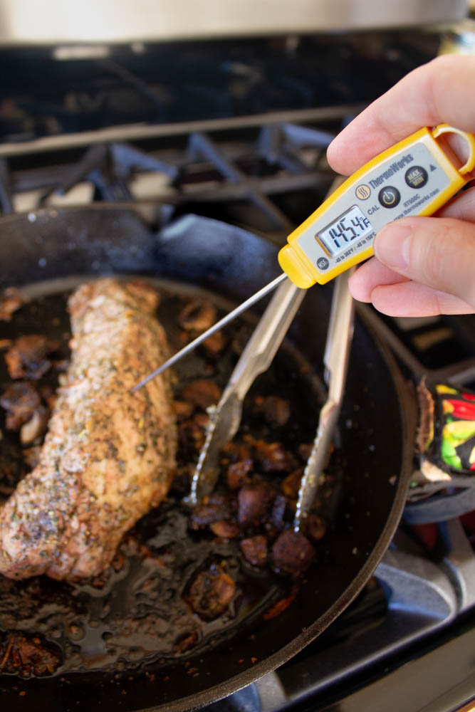 checking temperature with Thermoworks thermometer