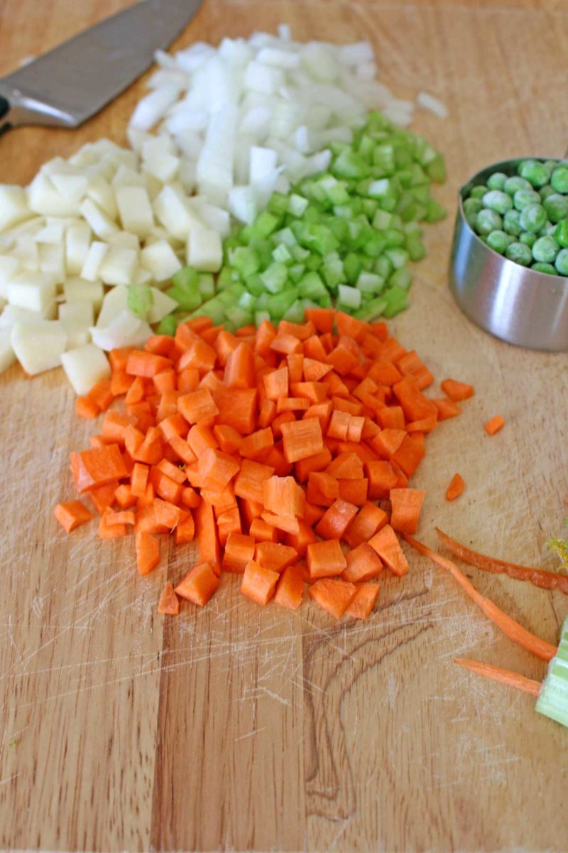chopped vegetables on a cutting board