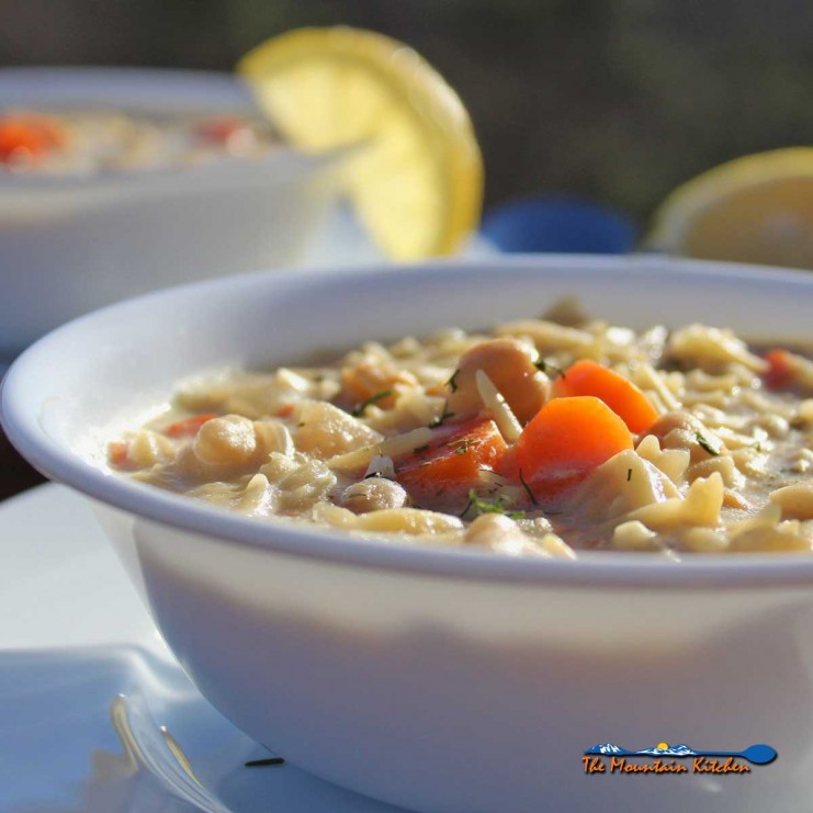 Lemon chickpea orzo soup