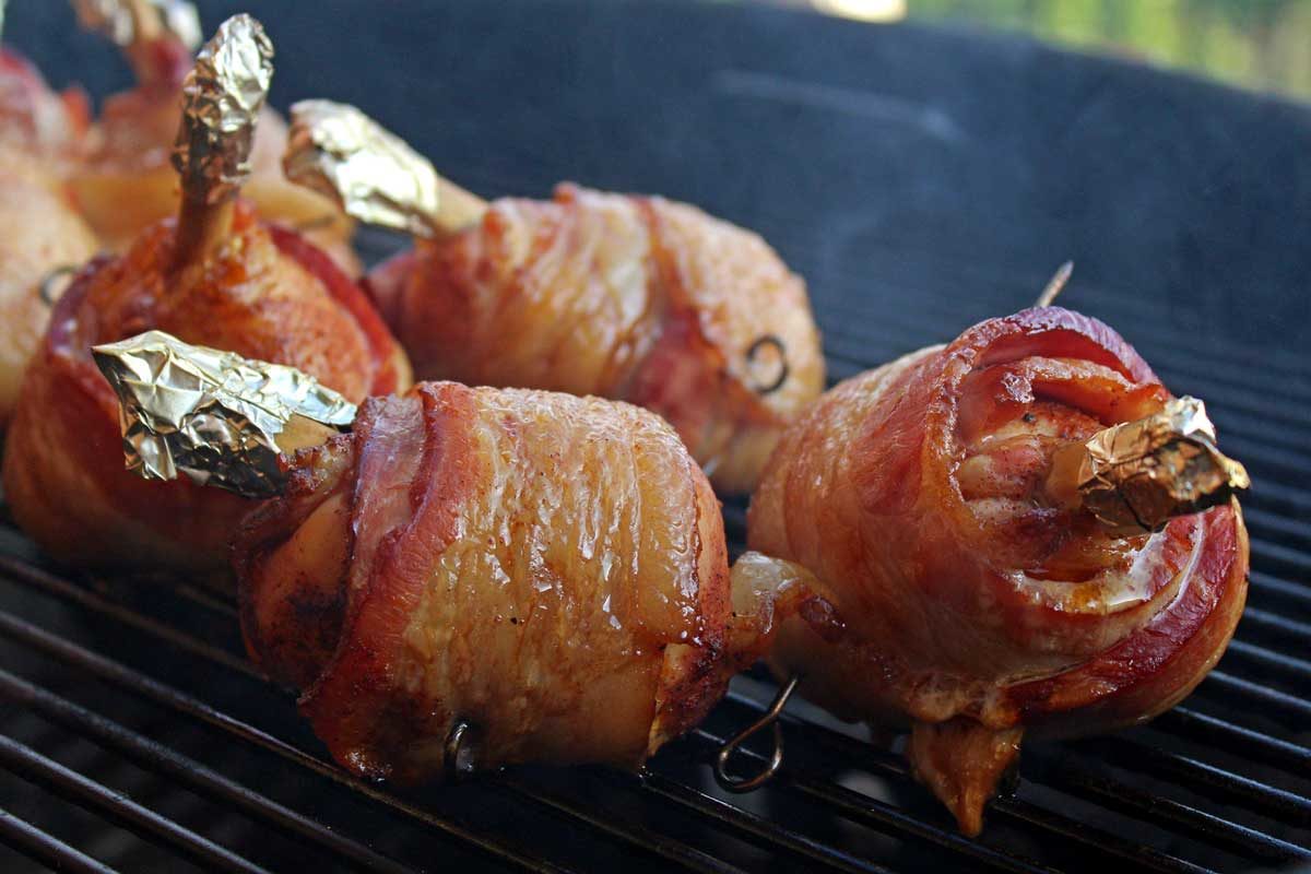 BBQ chicken lollipops on the grill