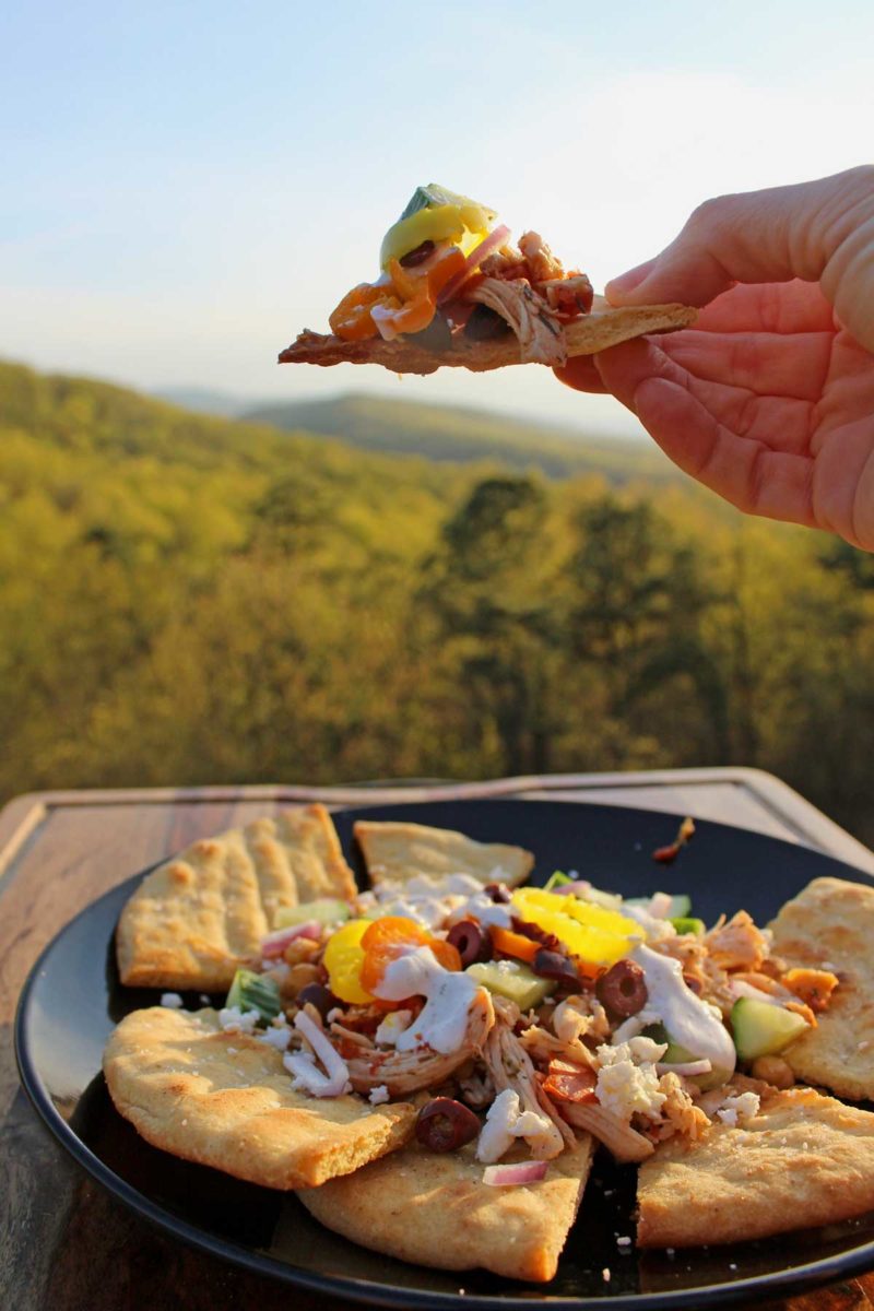 Greek nachos with pita chips