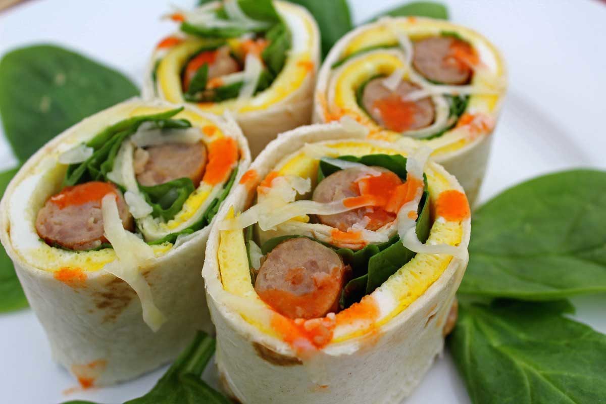 breakfast roll-ups on a plate