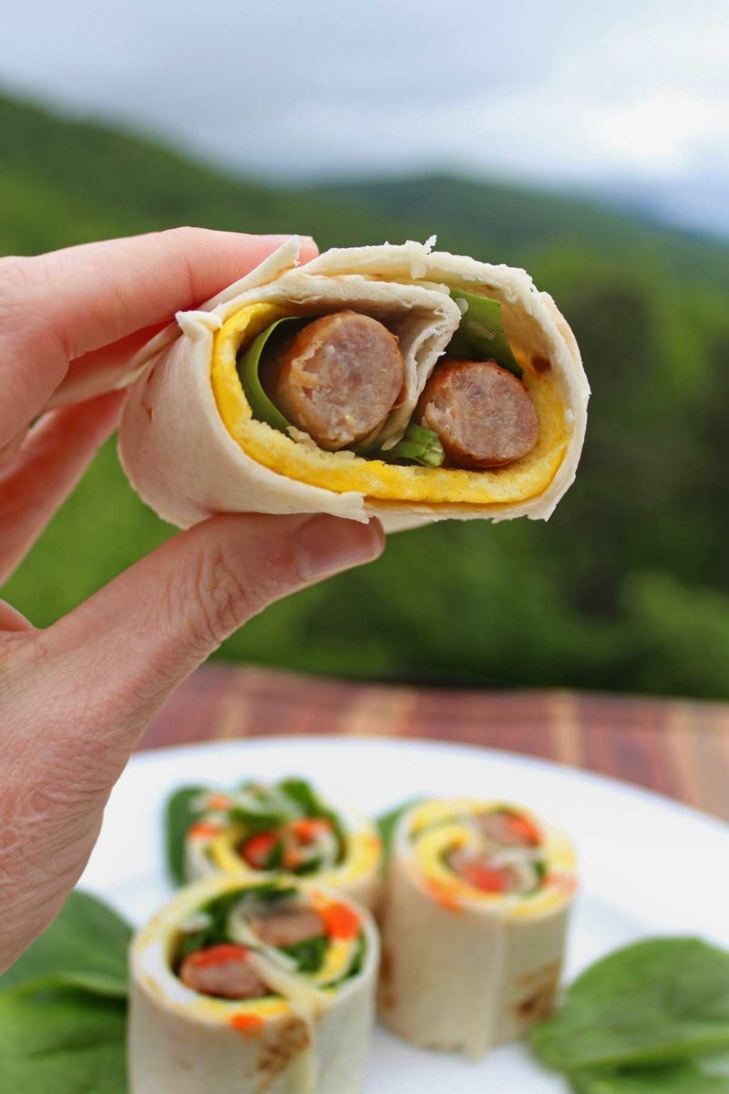 breakfast roll-up and mountain view without hot sauce