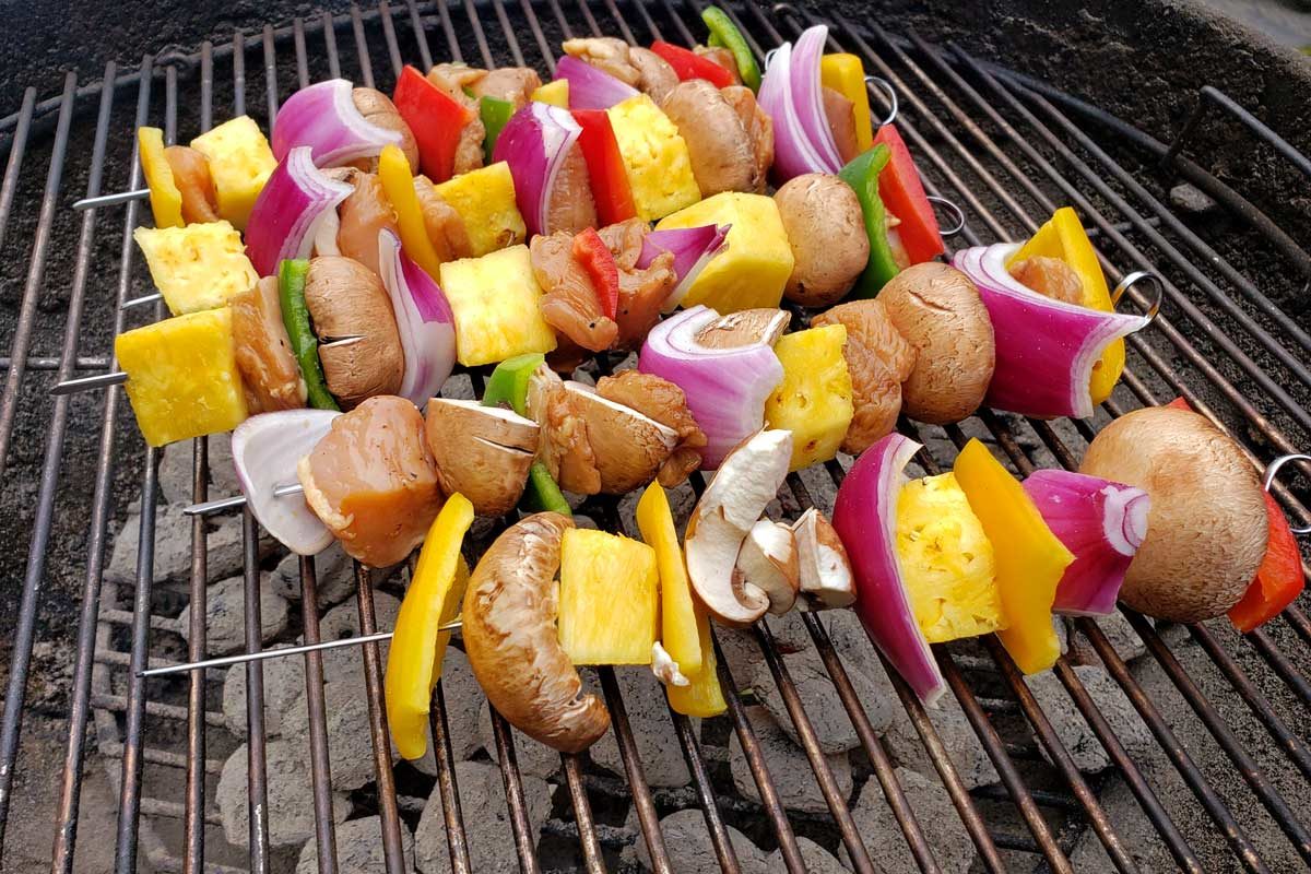 teriyaki chicken kabobs on grill