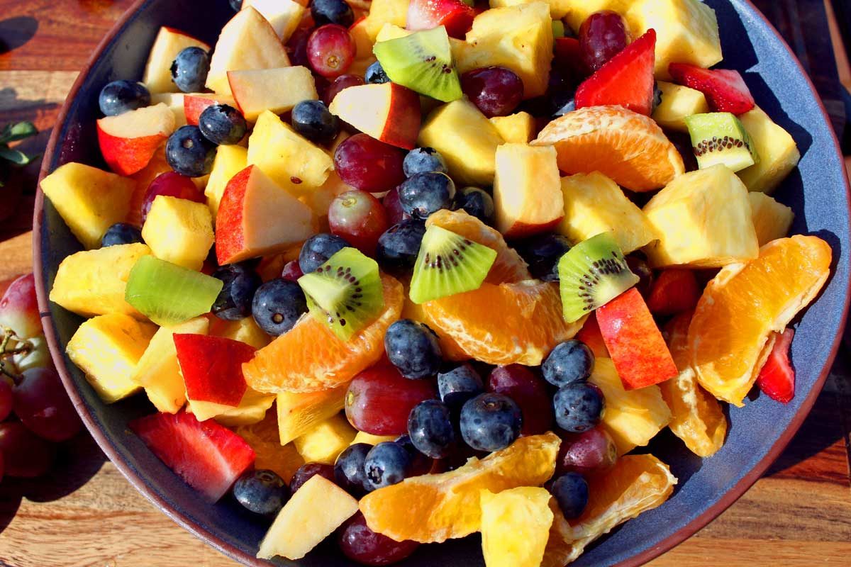 easy summer fruit salad in bowl