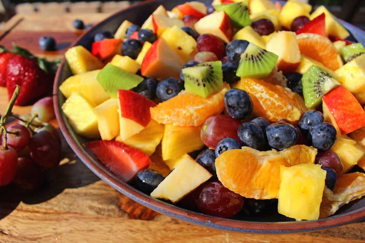 easy summer fruit salad in a bowl