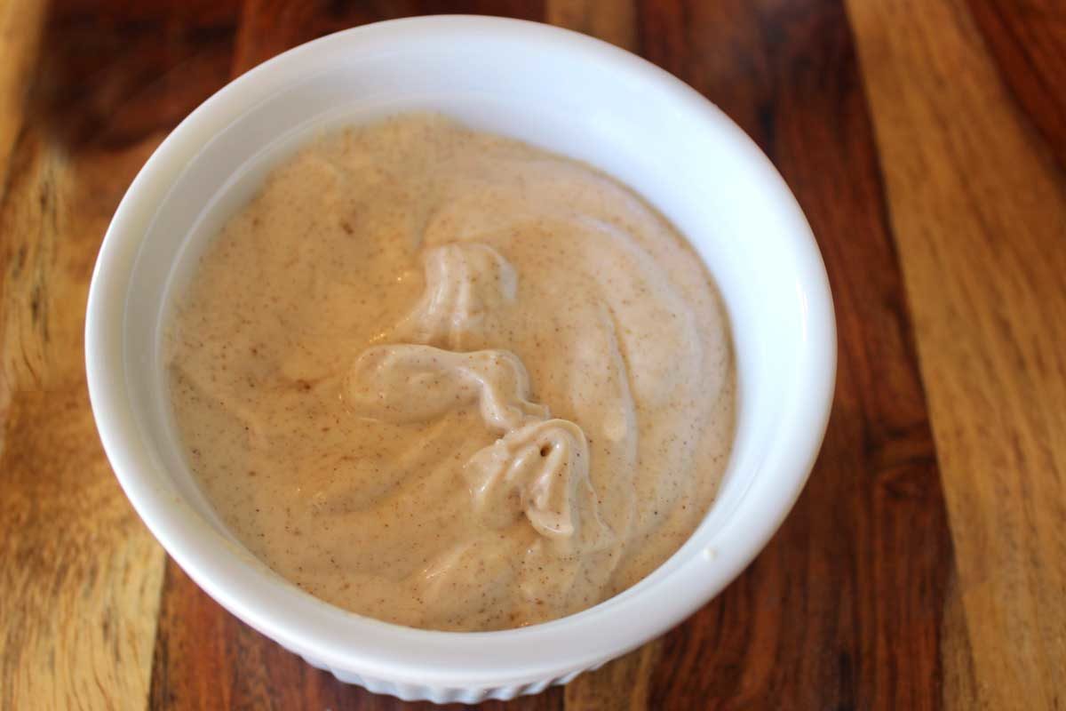 cinnamon ricotta crème in a ramekin