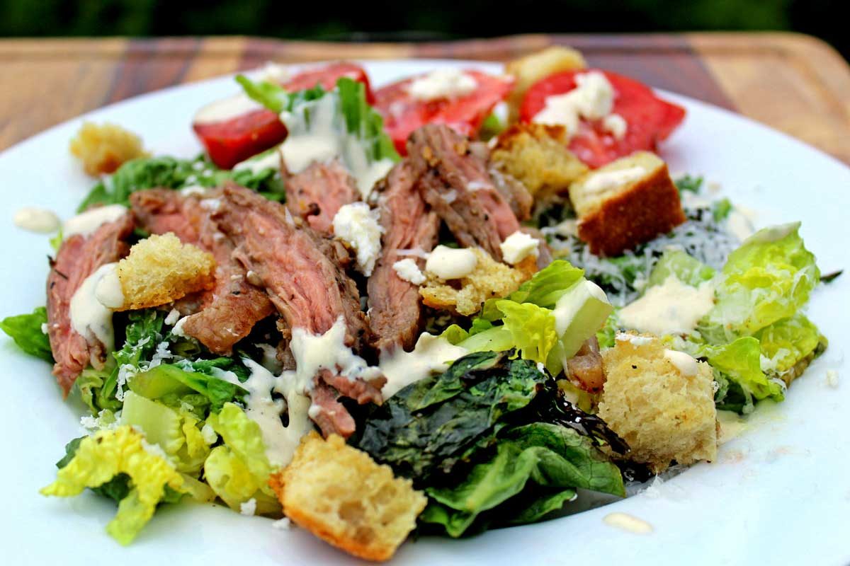 grilled steak Caesar salad