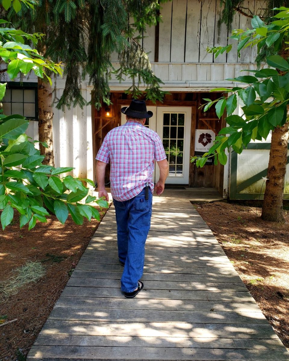 David going into the barn at Aspen Dale