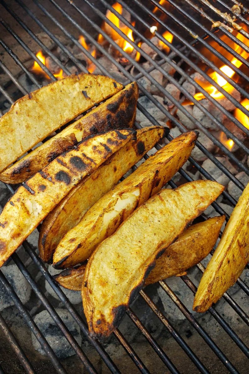 potato wedges on grill