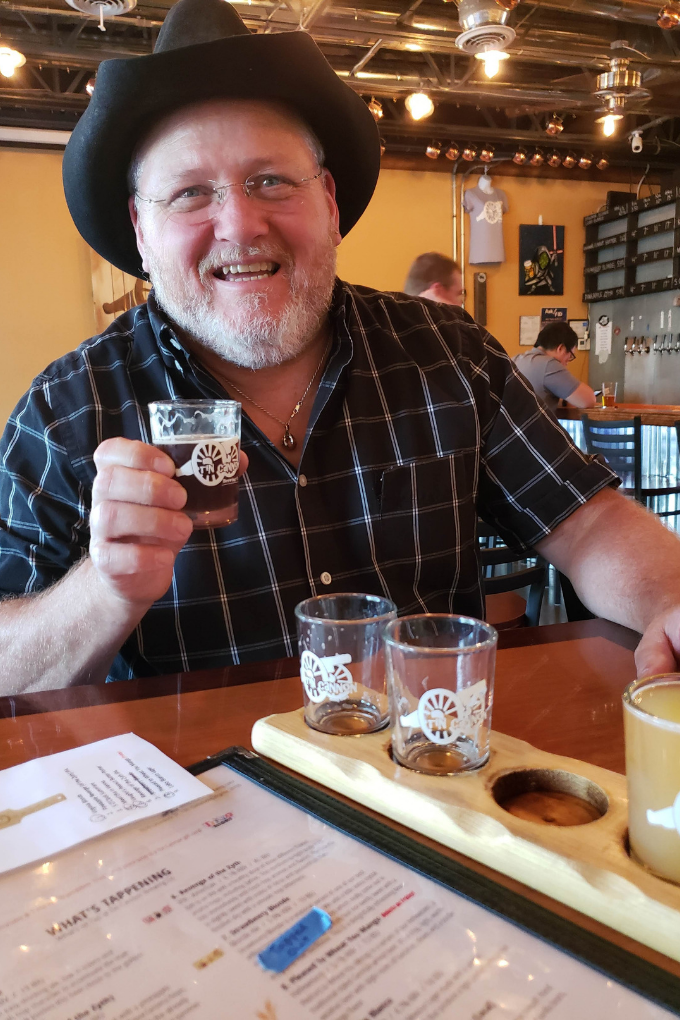 david smiling at beer flight