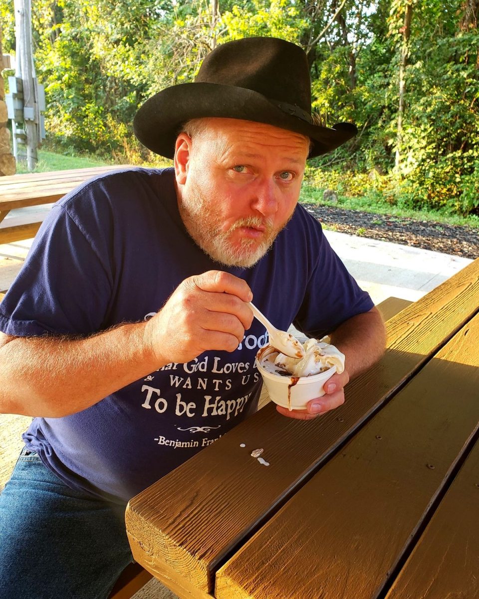 David eating ice cream on Field Trip Friday