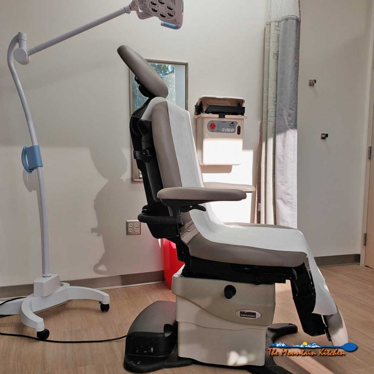 examination chair at dermatologist office