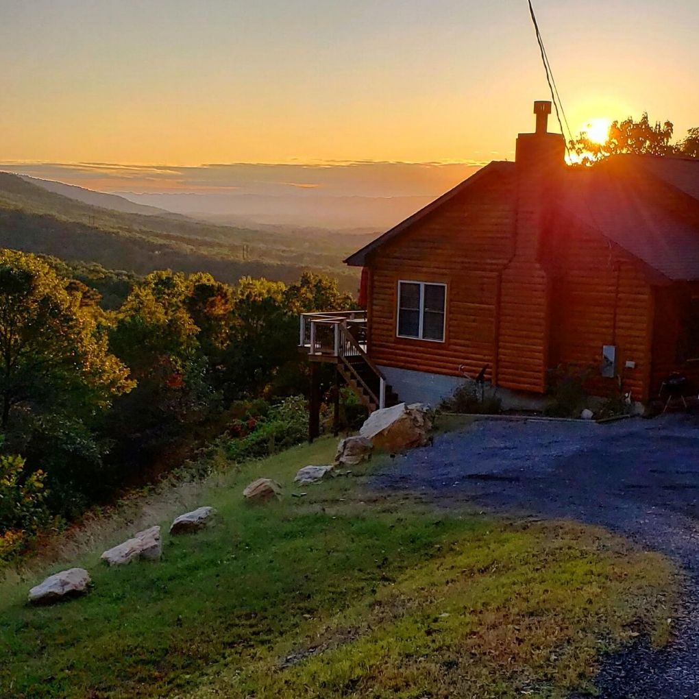mountain sunset and our home